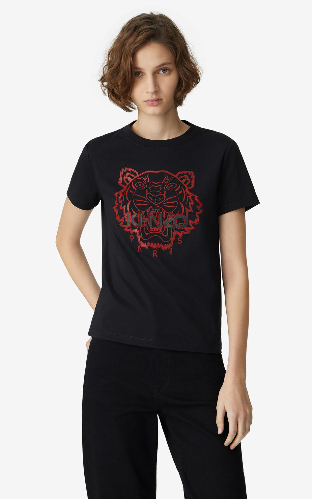 T Shirt Kenzo Tiger Femme Noir | QBFS-31504